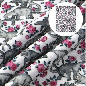 Dinosaurs Flower Patterns Bullet Printed Liverpool Textured Fabric